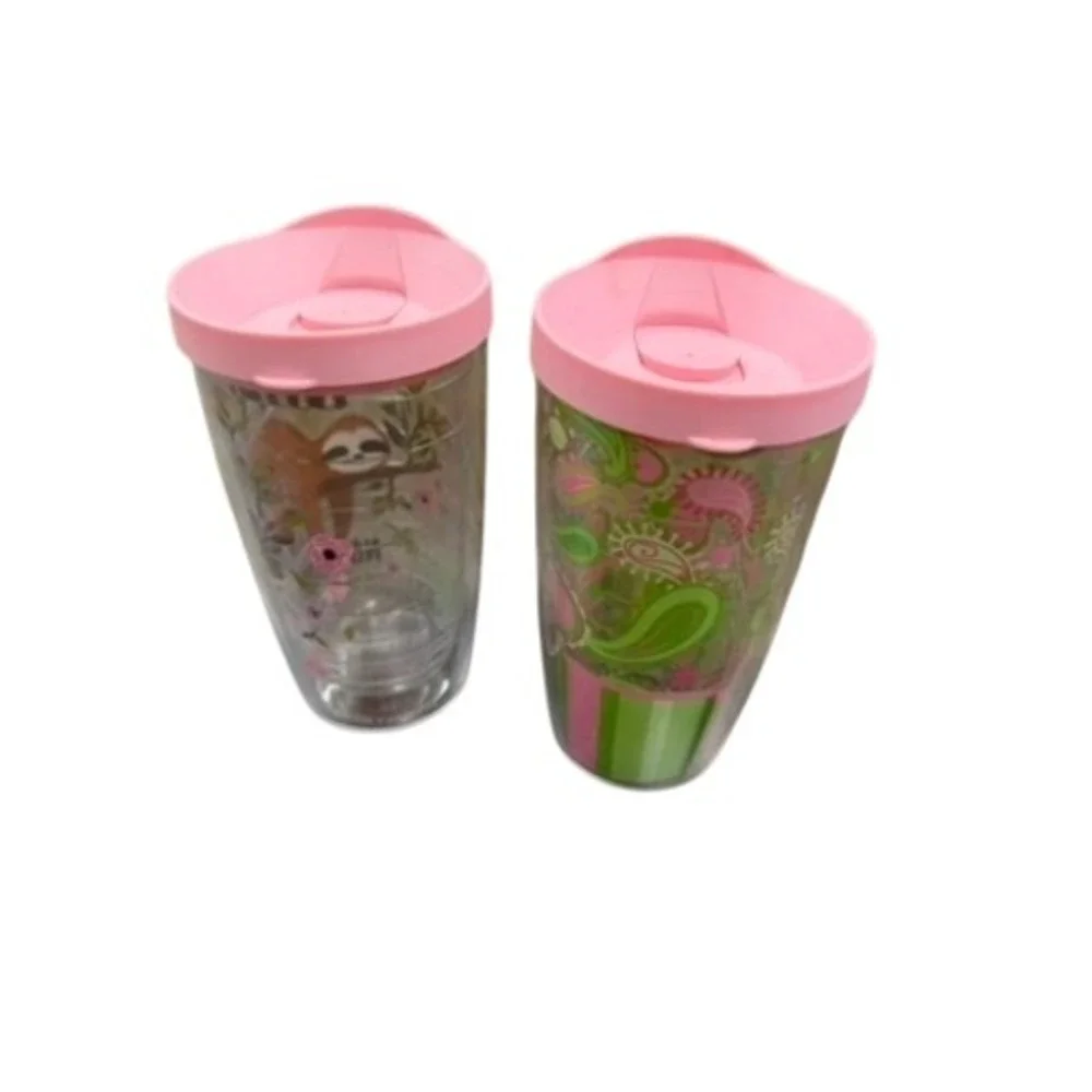 Tervis 16oz Insulated Tumbler Set Sloth Nope Not‎ Today & Pink Paisley with Lids